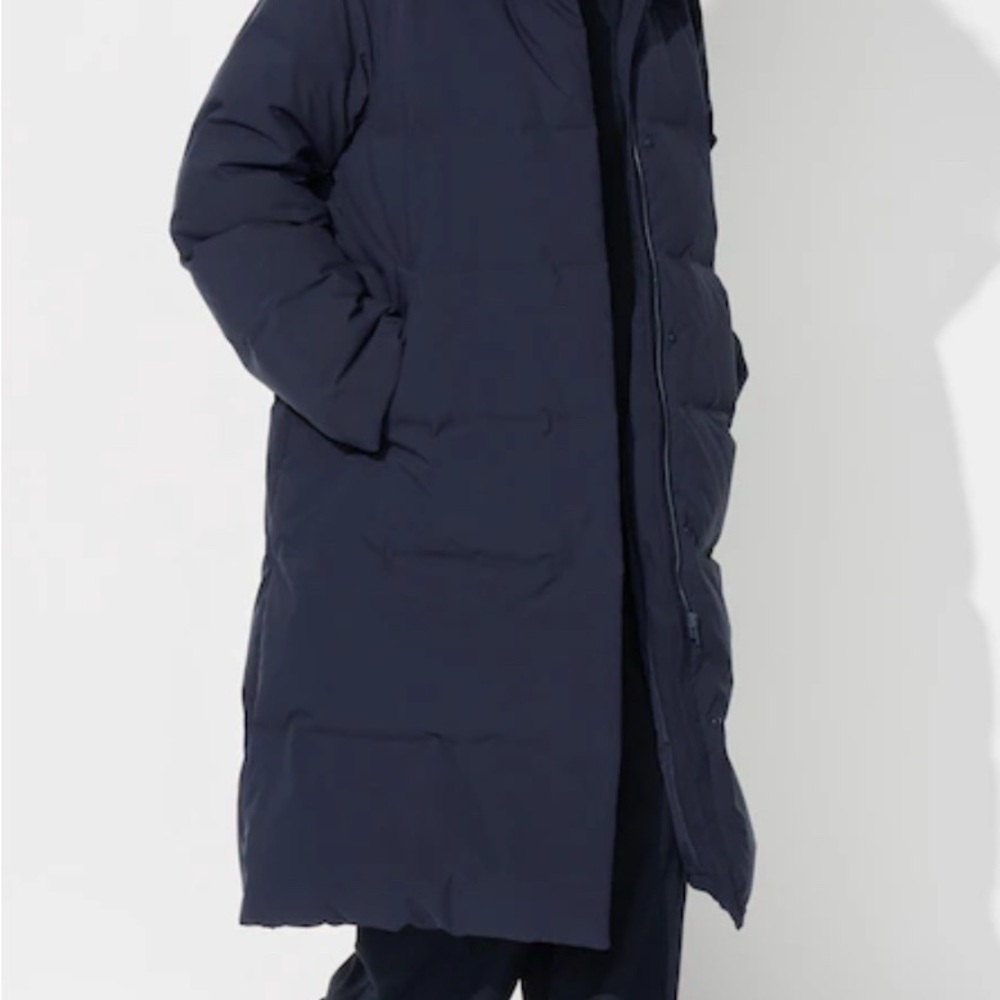 Uniqlo Seamless Long Down Navy Puffer Coat XS